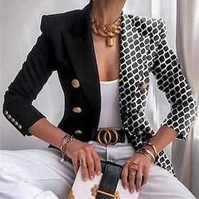 Women's Blazer Comfortable Print Elegant Fashion Casual Pattern Going out Casual Daily Cardigan Regular Lapel Regular Fit Long Sleeve Outerwear Black Yellow Br