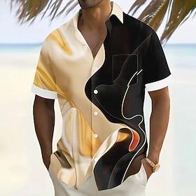 Men's Geometric Optical Illusion Marble Shirt Summer Shirt Button Up Shirt Short Sleeve Fashion Casual Vacation Holiday Streetwear Summer Turndown 3D Print Fro