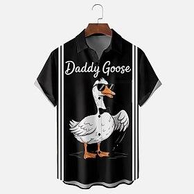 Men's Funny Daddy Goose Shirt Summer Shirt Button Up Shirt Short Sleeve Fashion Casual Holiday Dads Day Gifts Summer Spring Turndown 3D Print Collared Shirts F