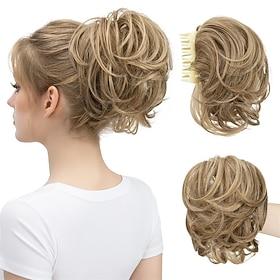 Claw Clip Short Ponytail Messy Bun Hair Piece Bendable Hair Extensions Fluffy Wavy Curly Synthetic Versatile Sand Hairpieces