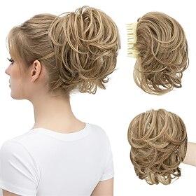 Claw Clip Short Ponytail Messy Bun Hair Piece Bendable Hair Extensions Fluffy Wavy Curly Synthetic Versatile Sand Hairpieces