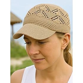 Women's Wide Brim Crochet Sun Hat with Hollow-Out Design – Lightweight Breathable Summer Cap for Outdoor Travel, Beach and Garden Wear