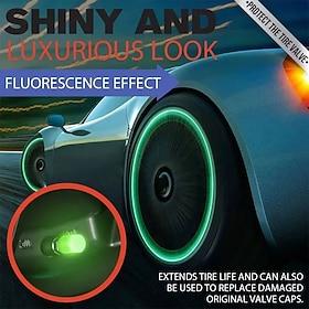 16pcs Universal Fluorescent Tire Valve Caps, Glow-in-the-Dark Air Stem Covers for Motorcycle, E-Bike, Scooter, Car, Vacuum Tires, Luminous Valve Core Caps