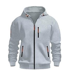 Men's Hoodie Full Zip Hoodie Black White Wine Navy Blue Royal Blue Hooded Plain Zip Up Pocket Sports Outdoor Daily Holiday Polyester Streetwear Basic Casual S