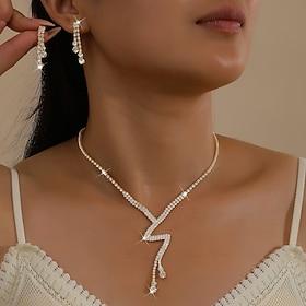 Bridal Jewelry Sets Two-piece Suit Zircon Imitation Diamond 1 Necklace Earrings Women's Elegant Personalized Classic Lovely Classic Love Precious Jewelry Set F
