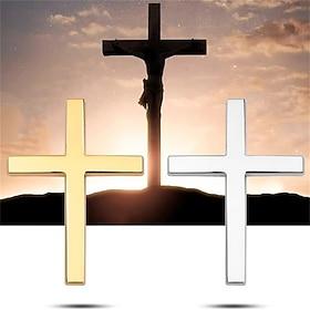 4Pcs Metal Jesus Christ Cross Badge Stickers, 3D Metal Cross Emblem Decal for Car Motorcycle E-Bike, Rear Tail Logo Decoration for Vehicle Modification