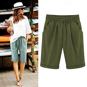 Women's Lounge Shorts Pure Color Elastic Waist with Drawstring Simple Casual Comfort Home Daily Vacation Breathable Pocket Five-point Pants