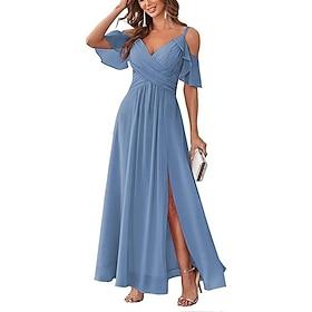 Women's Long Dress Maxi Dress Cocktail Dress Wedding Guest Dress Chiffon Chiffon Dress Elegant Fashion Modern Outdoor Cocktail Party Regular Fit Plain Short Sl