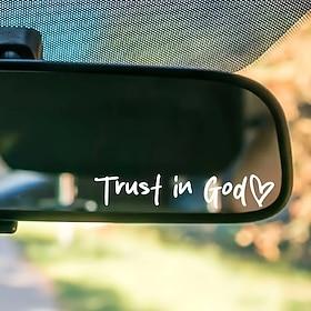 4pcs Trust in God Car Rearview Mirror Sticker, Car Rearview Mirror Decal, Inspirational Vinyl Sticker, Ideal Christian Gift, Jesus Faith Letter Decals for Car