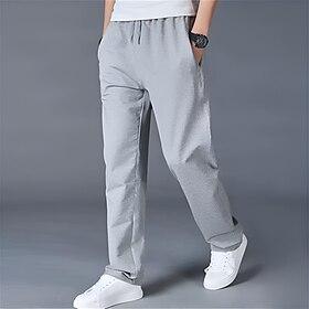 Men's Sweatpants Trousers Baggy Pants Casual Pants Straight Leg Sweatpants Elastic Waist Drawstring Zipper Pocket Solid Colored Comfort Full Length Outdoor Dai