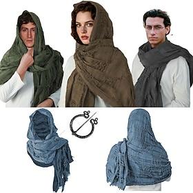 Retro Vintage Medieval Renaissance Scarf Hooded Shawls Viking Ranger Ripped Fancy Dress Men's Women's Unisex Viking Halloween Carnival Performance Party LARP A