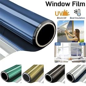 Privacy Sun Blocking Anti UV Reflective Window Film, Heat Insulation Glass Sticker for Windows, One-Way Mirror Tint, Anti-Peeping Non-Transparent Sunshade, 60