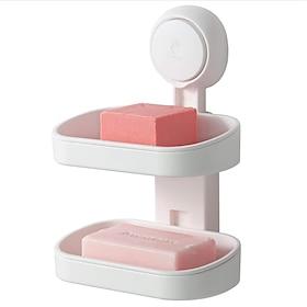 TAILI Double Layer Soap Dish Suction Cup Soap Holder, Strong Sponge Holder for Shower, Bathroom, Tub and Kitchen Sink, Drill-Free, Removable
