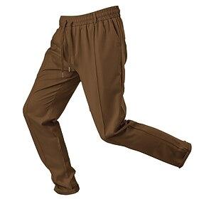 Men's Sweatpants Trousers Casual Pants Pleated Pants Drawstring Elastic Waist Straight Leg Plain Moisture Wicking Breathable Full Length Sports Outdoor Casual