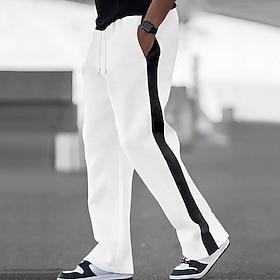 Men's Sweatpants Trousers Straight Leg Sweatpants Drawstring Pocket Elastic Waist Color Block Comfort Daily Sports Outdoor Fashion Casual Black White Micro-ela