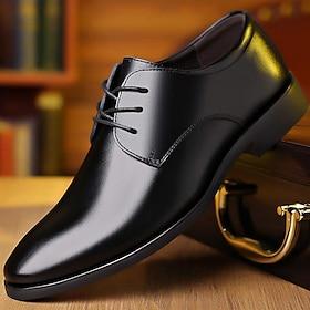 Men's Classic Black Derby Shoes – Glossy Formal Lace-Up Shoes for Business Meetings, Office Wear and Special Occasions