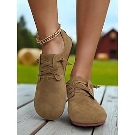 Women's Casual Brown Lace-Up Barefoot Flats – Lightweight Wide Fit Shoes for Country Walks, Brown and Everyday Wear