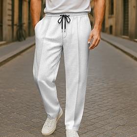 Men's Sweatpants Trousers Casual Pants Waffle Pants Open Bottom Sweatpants Drawstring Elastic Waist Plain Moisture Wicking Breathable Full Length Casual Daily