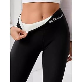 Women's Fleece Lined Leggings Tights Leggings Casual Comfort Plus velvet Full Length High Waist High Cut Comfort Quick Dry Breathable High Elasticity Outdoor S