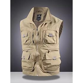 Men's Outdoor Vest Tactical Jacket Sports Outdoor Casual Fishing Camping  Hiking Active Spring Fall Multi Pocket Multi Layer Polyester Tactical Zipper Stand Co