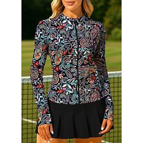 Women's Unisex Paisley Tops Sport Shirt Tennis Shirt Tennis Top Long Sleeve Zipper Floral UPF50 UV Resistant High Elasticity Moisture Wicking Breathable Volley