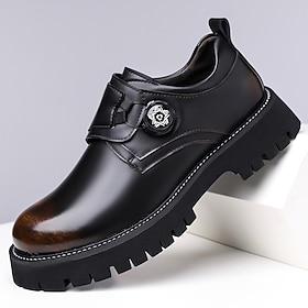 Men's Black and Brown Lace-Up Outdoor Dress Shoes – Chunky Sole Leather Shoes for Business Casual, Travel and All-Day Comfort