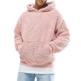 Men's Hoodie Fleece Hoodie Black Pink Green Coffee Gray Hooded Plain Drawstring Pocket Sports Outdoor Daily Holiday Polyester Streetwear Basic Casual Fall Win