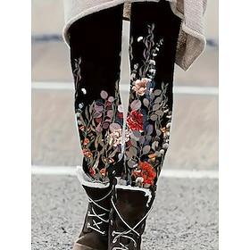 Women's Leggings Vacation Vintage Ethnic Style Ankle-Length High Waist Floral Graphic 3D Print Quick Dry Breathability Soft Stretchy Daily Home Outdoor White R