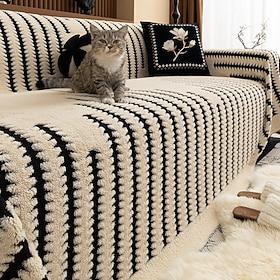 Vintage Plush Sofa Throw Blanket, Full-Cover Couch Cover, Non-Slip Universal Sofa Protector for Fall Winter