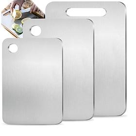Premium Titanium Alloy Cutting Boards Double-Sided Food-Grade Titanium Cutting Boards for Kitchen Dishwasher Safe Camping Charcuterie Cutting Board Mat for Fru