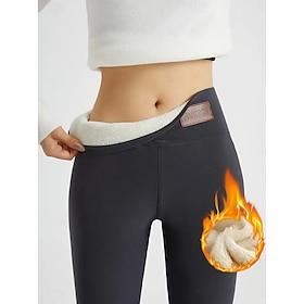 Women's Fleece Lined Leggings Leggings Active Vacation Fashion Full Length High Waist Breathability Soft Comfortable Stretchy Wine Navy Black Gray Spring Fall