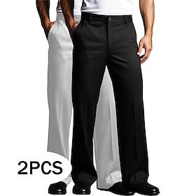 Men's Trousers Dress Pants Suit Pants Front Pocket Straight Leg Multi-pack Plain Comfort Full Length Wedding Business Daily Fashion Chic Modern WhiteGreen Whi