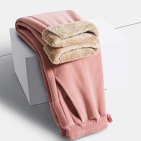 Men's Sweatpants Fleece Pants Trousers Winter Pants Drawstring Pocket Elastic Waist Plain Comfort Warm Daily Sports Outdoor Fashion Casual Black Pink Micro-ela