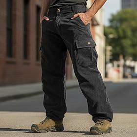 Men's Cargo Pants Corduroy Pants Trousers Baggy Pants Casual Pants Elastic Waist Multi Pocket Straight Leg Plain Comfort Soft Full Length Outdoor Casual Daily