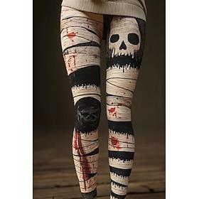 Women's Leggings Vacation Vintage Ethnic Style Full Length High Waist Graphic Skull 3D Print Quick Dry Breathability Soft Stretchy Formal Outdoor Vacation Blac