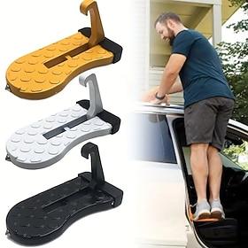 Folding Aluminum Car Door Step for Roof Access – Portable Vehicle Pedal Ladder Fits Most Cars, SUVs Trucks, Dark Color