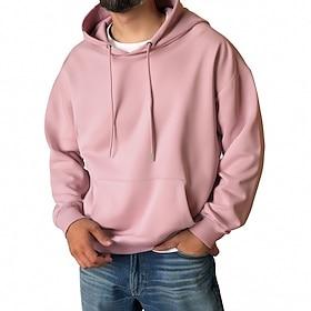 Men's Hoodie Light Green Hooded Plain Pocket Daily Sports Outdoor Holiday Polyester Streetwear Basic Casual Spring Fall Clothing Apparel Hoodies Sweatshirts