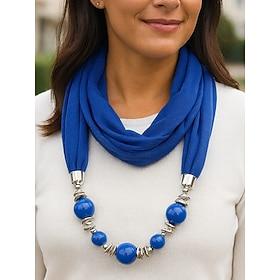 Women's Multicolor Warm Scarf Necklace - Lightweight Beaded Pendant Infinity Scarf, Elegant and Fashionable Accessory for Party and Casual Wear