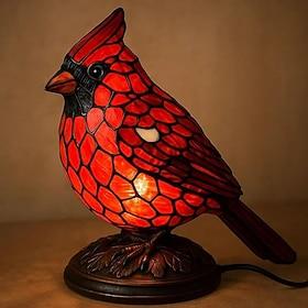 Cardinalis Bird Lamp Resin Cardinalis Night Light Christmas Decorations Red Bird Desktop Ornament for Bedside Livingroom Bedroom Home Decoration