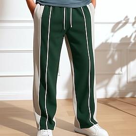 Men's Sweatpants Wide Leg Sweatpants Athletic Pants Trousers Open Bottom Sweatpants Drawstring Elastic Waist Plain Striped Moisture Wicking Breathable Full Len