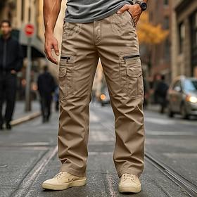 Men's Cargo Pants Cargo Trousers Work Pants Hiking Pants Multi Pocket Straight Leg Plain Wearable Moisture Wicking Full Length Outdoor Casual Daily Vacation Fa