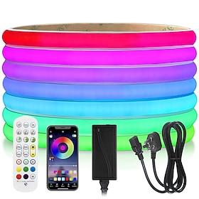 RGBIC Waterproof IP67 10M Flexible COB LED Strip Light  24V WS2811 Pixel Cuttable Outdoor 24-key RF Bluetooth Controller APP Intelligent Color Changing LED Str