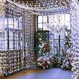 50M/100M LED Curtain Lights Outdoor, String Lights Garland Tree, 400/800 , IP65 Waterproof, Wedding Party Holiday Landscape Decoration, Blue/Colorful, DC31V E