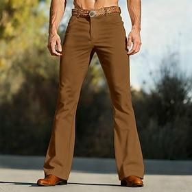 Men's Flared Pants Bell Bottom Trousers Chinos Casual Pants Pocket Straight Leg Plain Comfort Soft Full Length Outdoor Daily Going out Fashion Streetwear Black