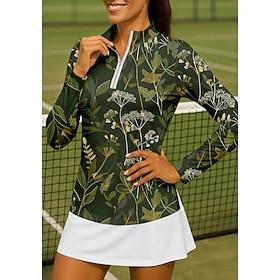 Women's Floral Shirt Sport Shirt Golf Polo Shirt Tennis Shirt Long Sleeve Zipper Floral UPF50 UV Resistant High Elasticity Moisture Wicking Breathable Tennis G