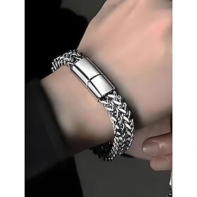 Men's Stainless Steel Braided Chain Bracelet with Magnetic Clasp – Modern Fashion Jewelry for Casual, Business and Party Wear