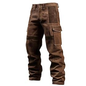 Men's Cargo Pants Cargo Trousers Corduroy Pants Work Pants Suede Pants Patchwork Multi Pocket Straight Leg Plain Moisture Wicking Breathable Full Length Outdoo
