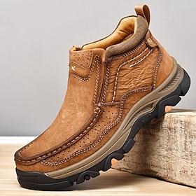 Men's Brown Slip-On Faux Leather Boots – Comfortable and Durable with Cushioned Insole, Ideal for Casual Wear, Outdoor Activities, and Daily Use