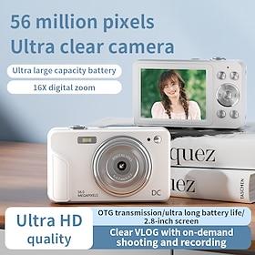 Digital Camera 56MP Cameras for Photography Point and Shoot Digital Camera with Auto Focus Dual Camera Flash 16X Zoom Anti Shake 128GB Card Compact Vlogging Ca
