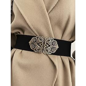 Women's Elastic Waist Belt with Alloy Buckle – Stylish Polyester Material, Adjustable Fit – Perfect for Dresses, Casual  Formal Wear